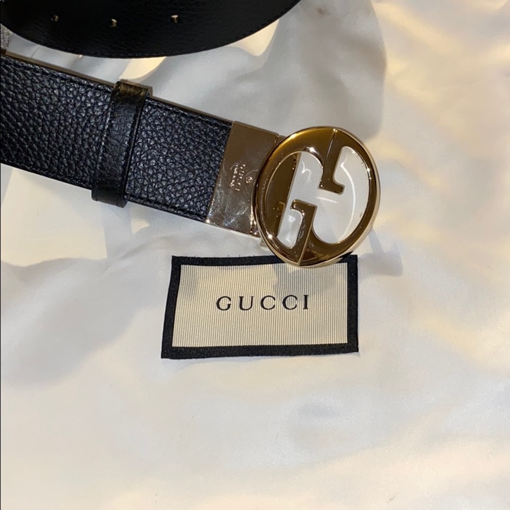 Gucci Leather Blue Black Reversible Women's Belt